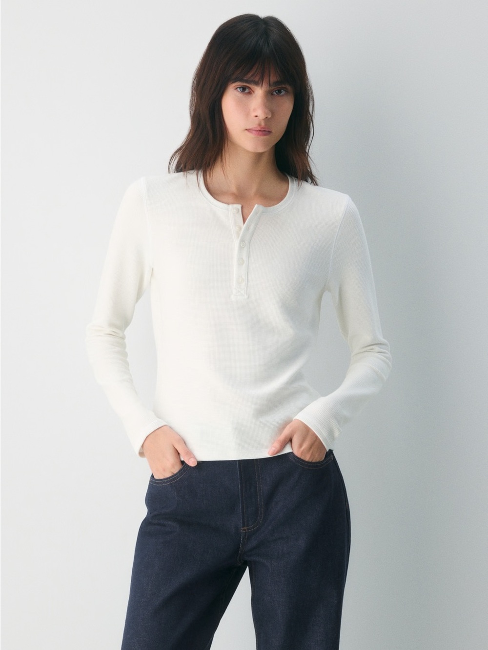 Aritzia Wafflex Blur Henley Top Size L NWT